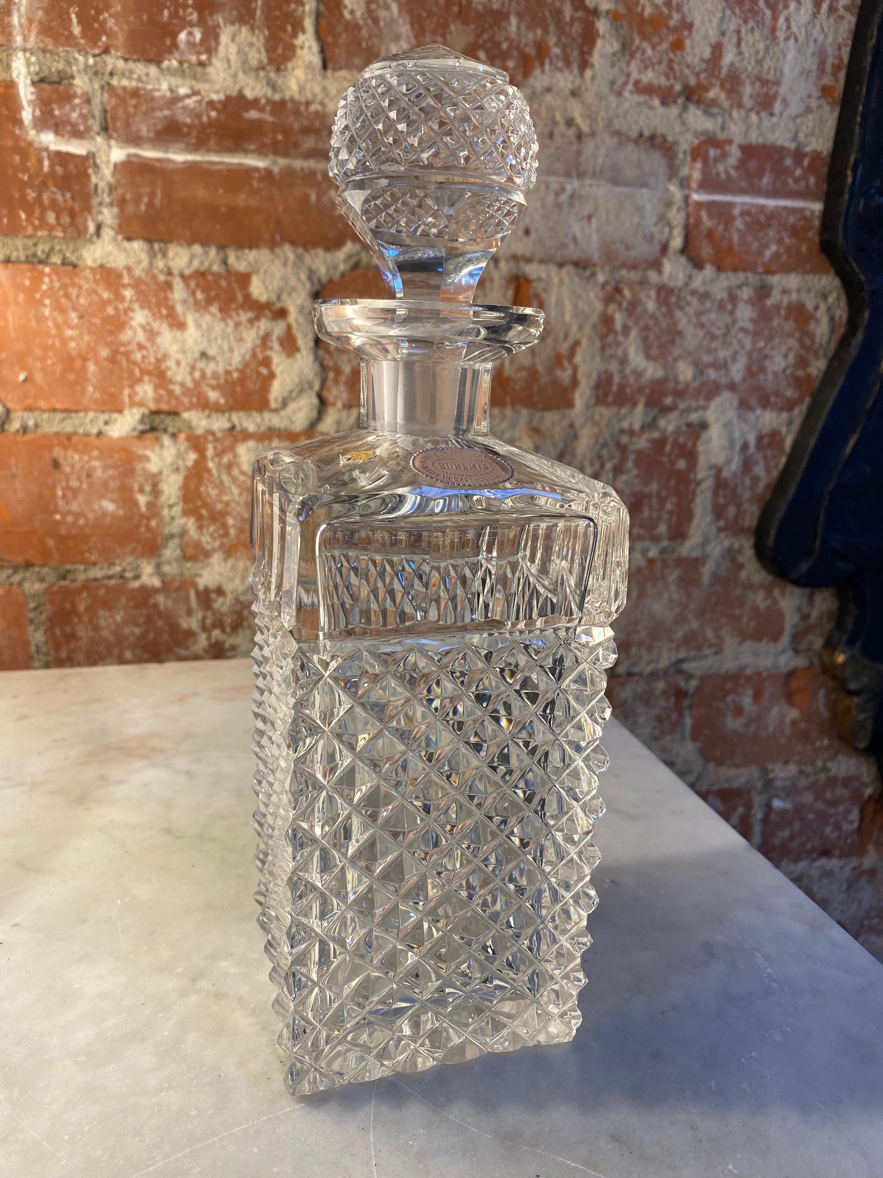 Italian decorative hand made crystal bottle, 1940s.