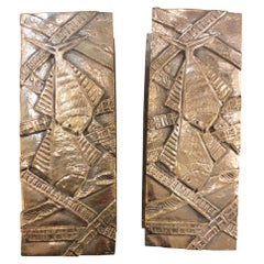 Italian Decorative Door Pulls Handle’s in Bronze, 1970