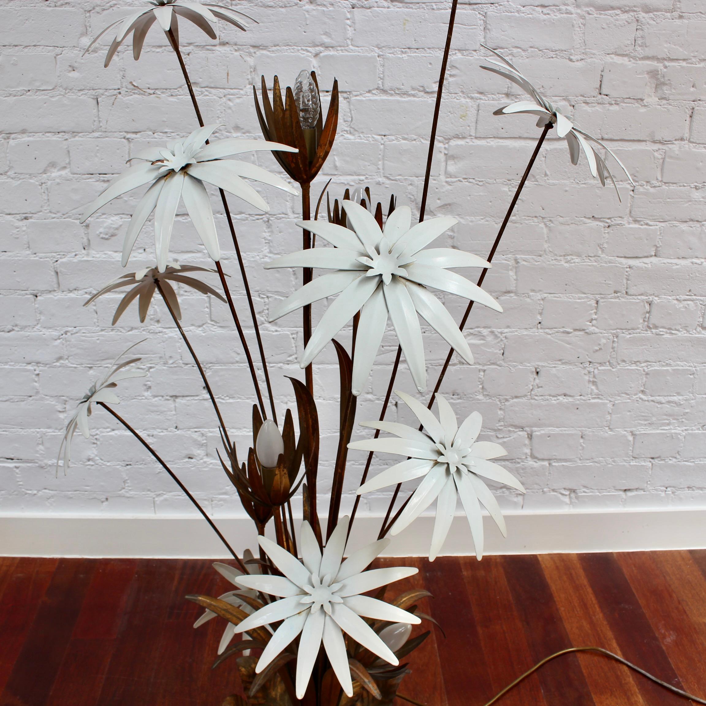 Late 20th Century Italian Decorative Floor Lamp with Flower Motif (circa 1970s) - Large For Sale