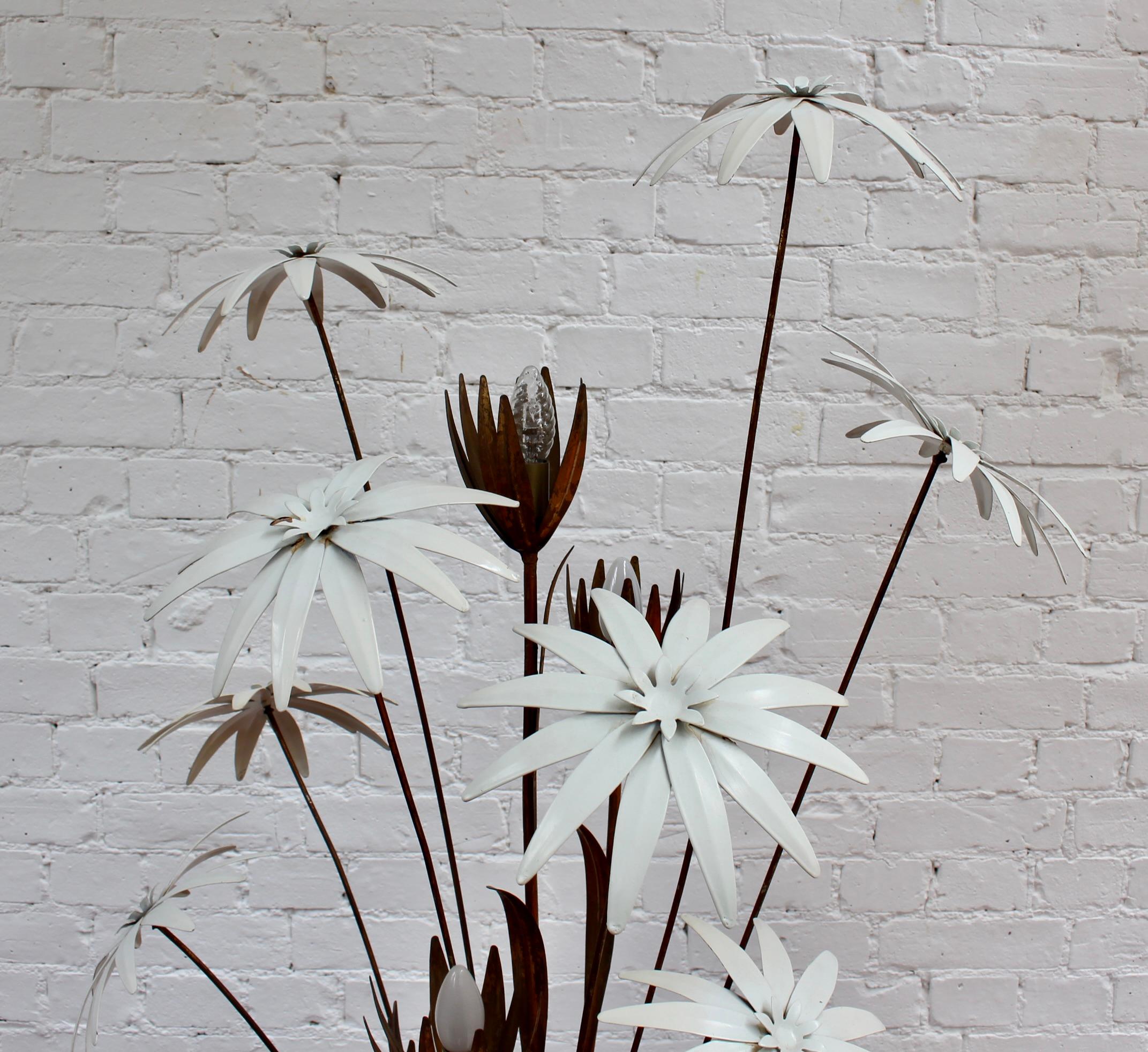 Sheet Metal Italian Decorative Floor Lamp with Flower Motif (circa 1970s) - Large For Sale