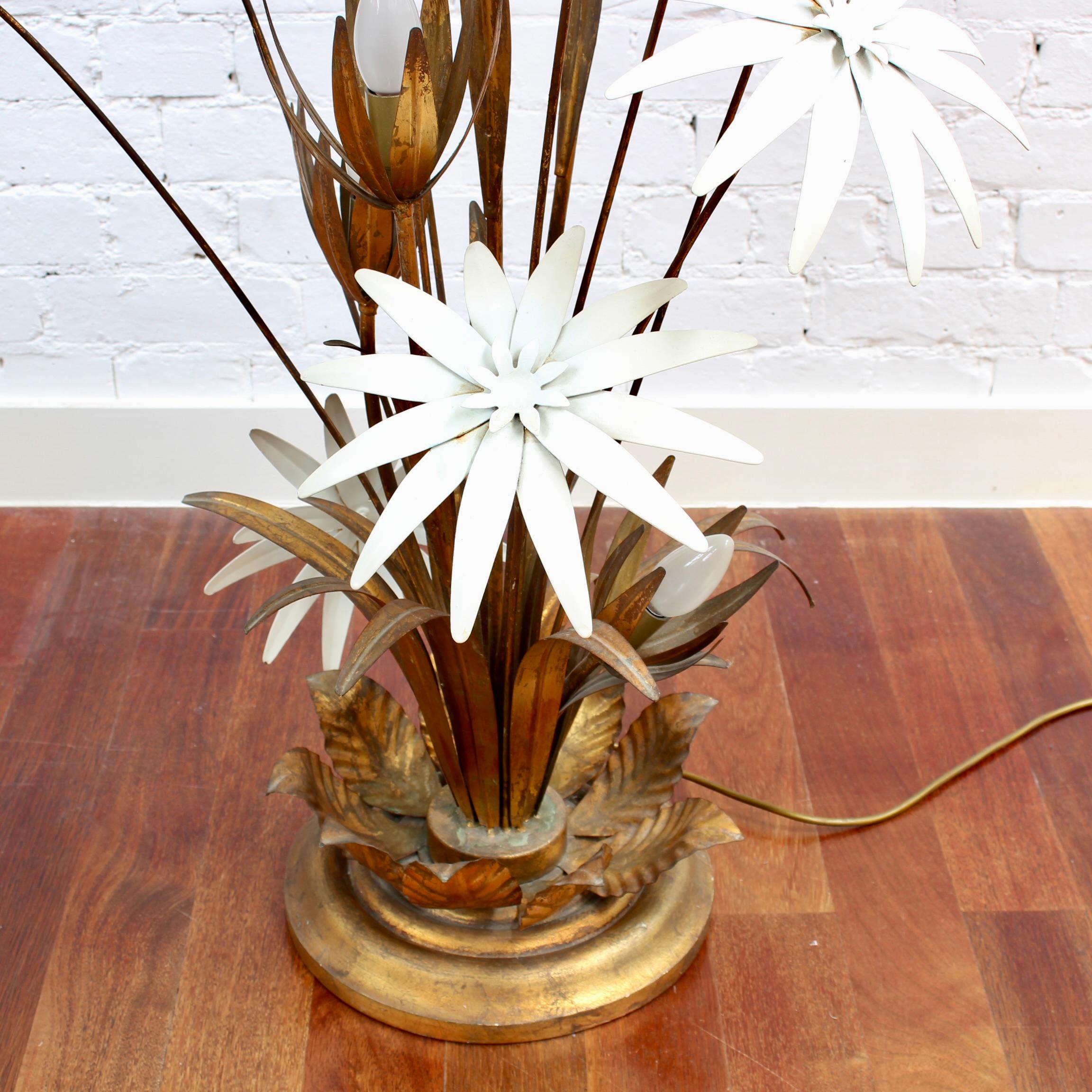 Italian Decorative Floor Lamp with Flower Motif (circa 1970s) - Large For Sale 1