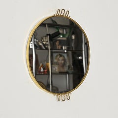 Specchio italiano decorativo floreale in ottone, stile Gio Ponti, Italia anni '50