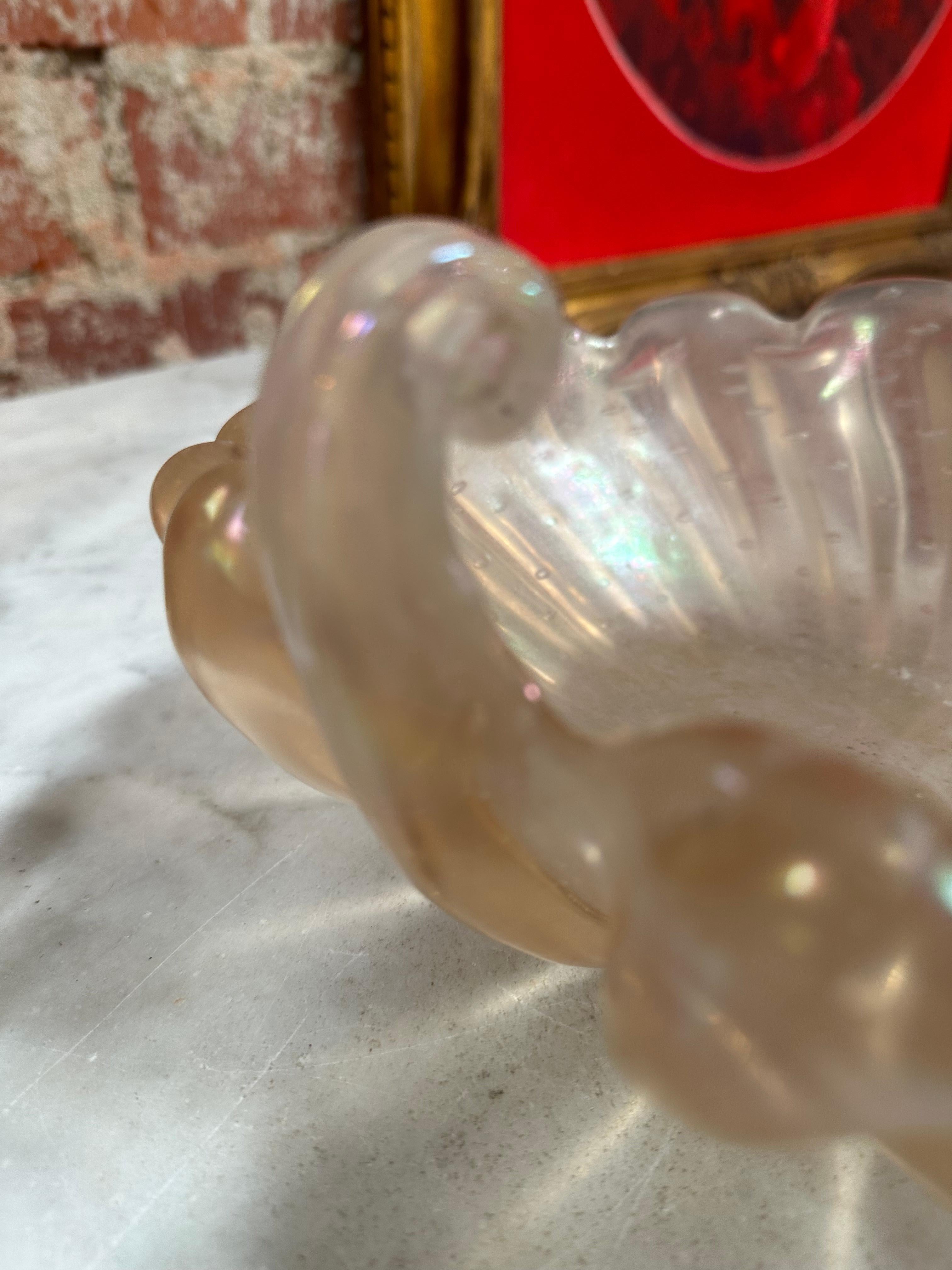 Cuenco de cristal decorativo italiano hecho a mano por Ercole Barovier 1940 Moderno de mediados de siglo en venta