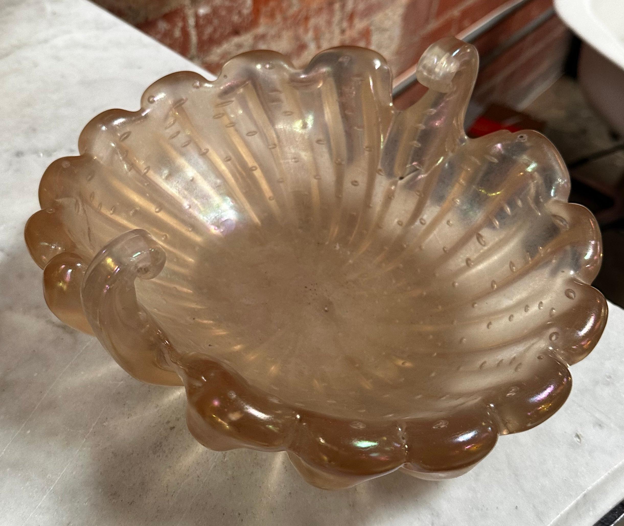 Italian Decorative Handmade Glass Bowl By Ercole Barovier 1940 In Good Condition For Sale In Los Angeles, CA