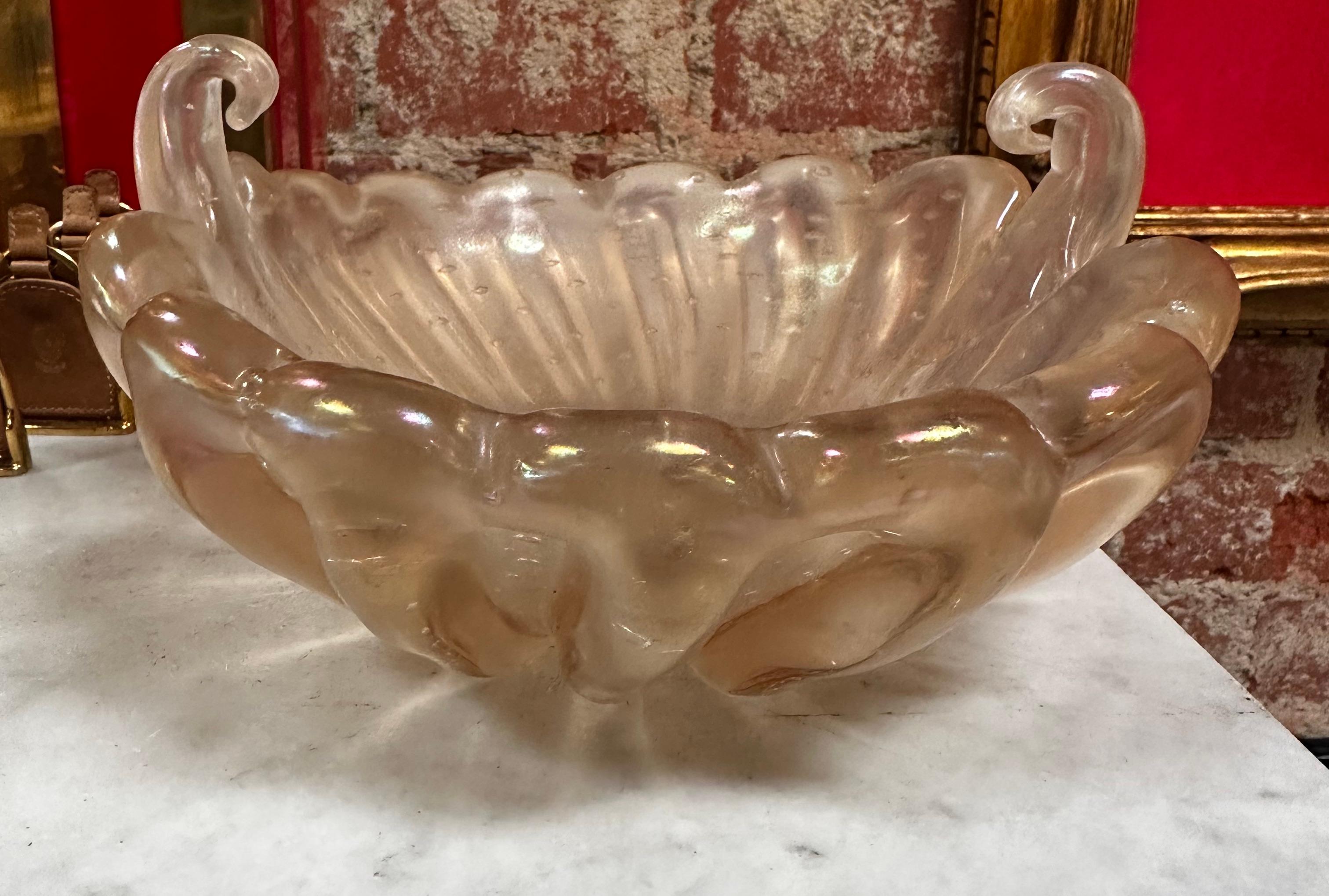 Mid-20th Century Italian Decorative Handmade Glass Bowl By Ercole Barovier 1940 For Sale