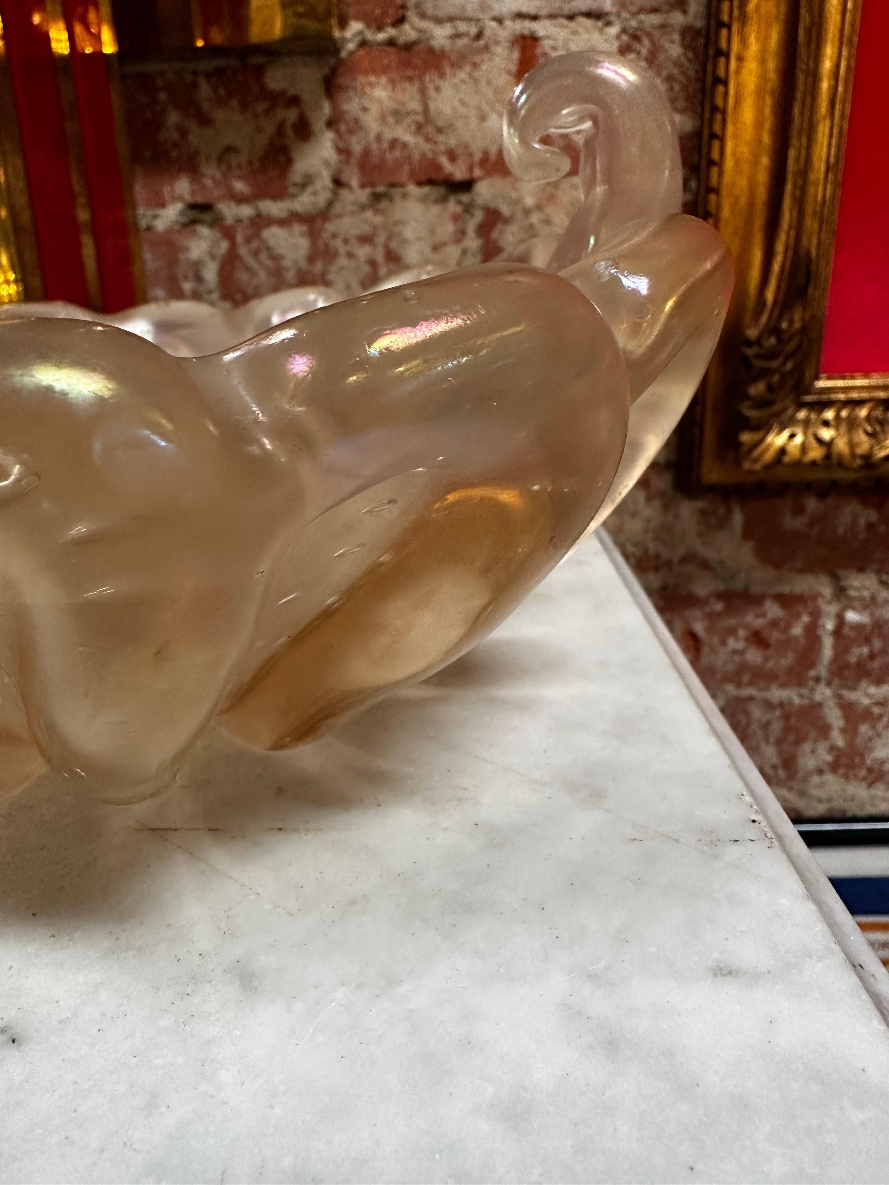 Cuenco de cristal decorativo italiano hecho a mano por Ercole Barovier 1940 Cristal de Murano en venta