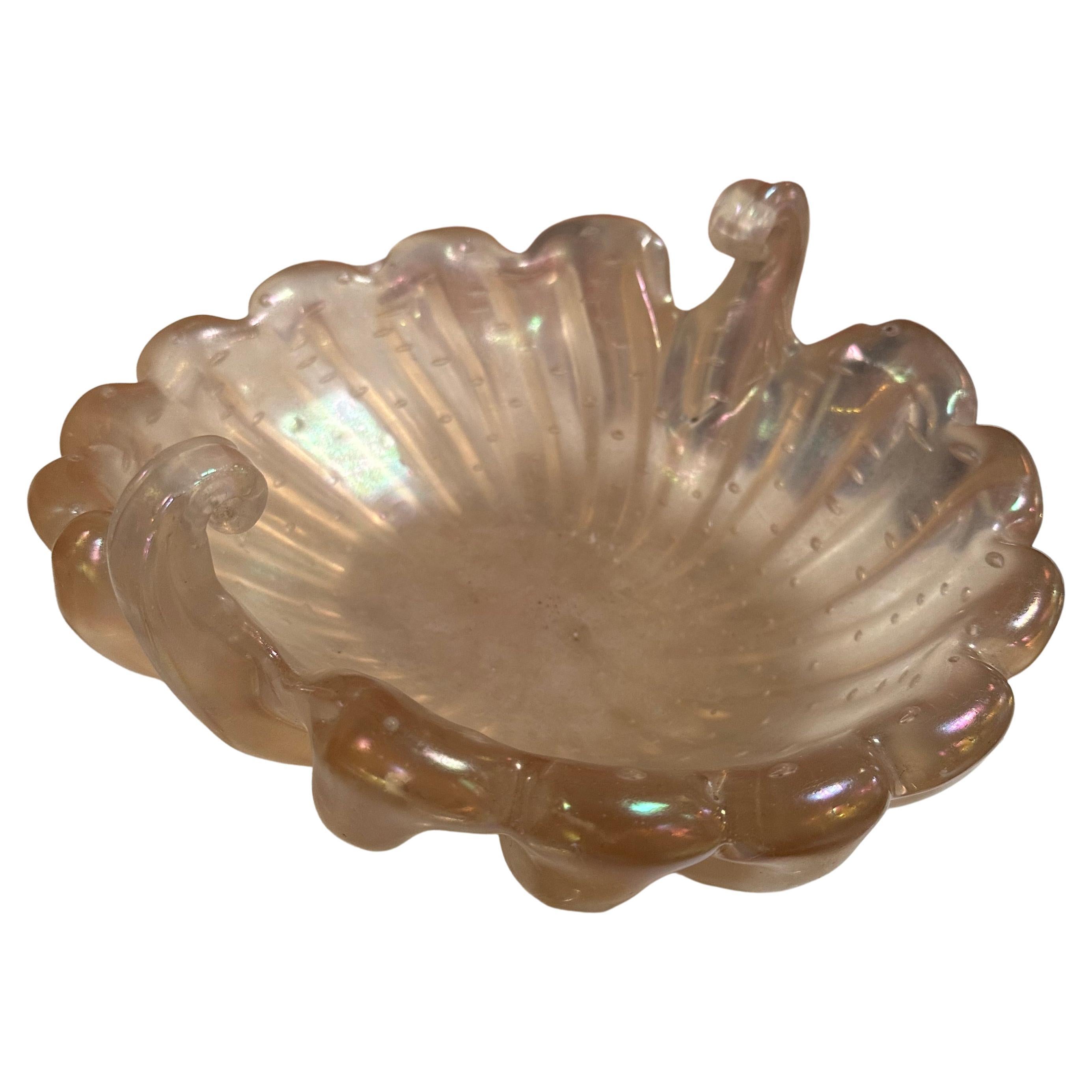 Italian Decorative Handmade Glass Bowl By Ercole Barovier 1940 For Sale