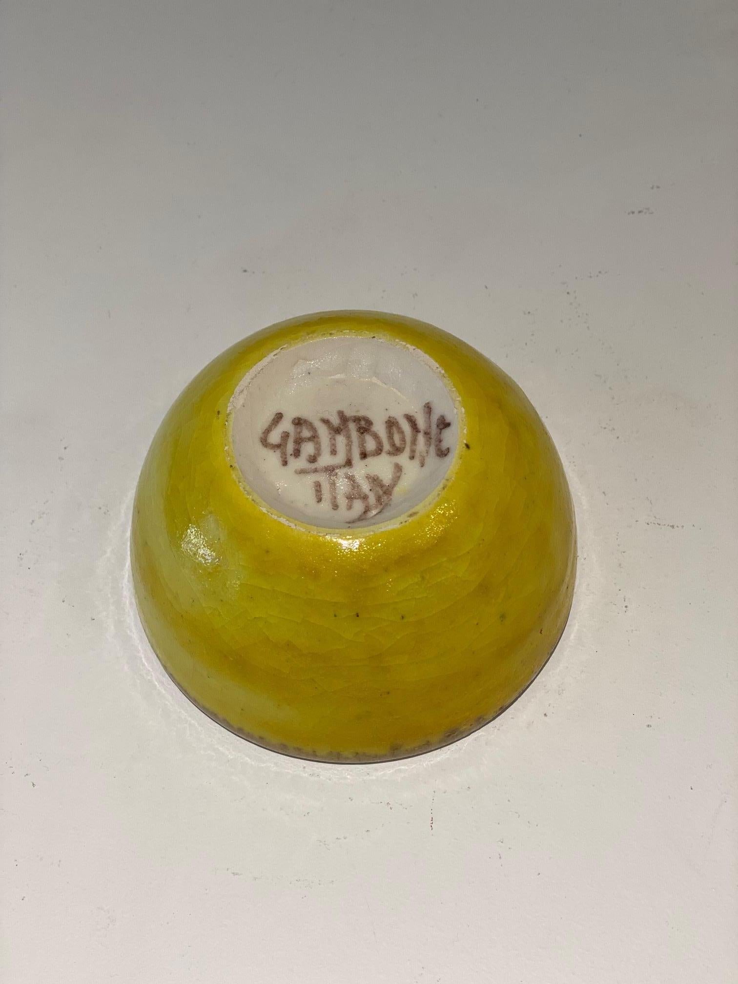 Italian Decorative Mid-Century Ceramic Cup Signed by Gambone For Sale 2
