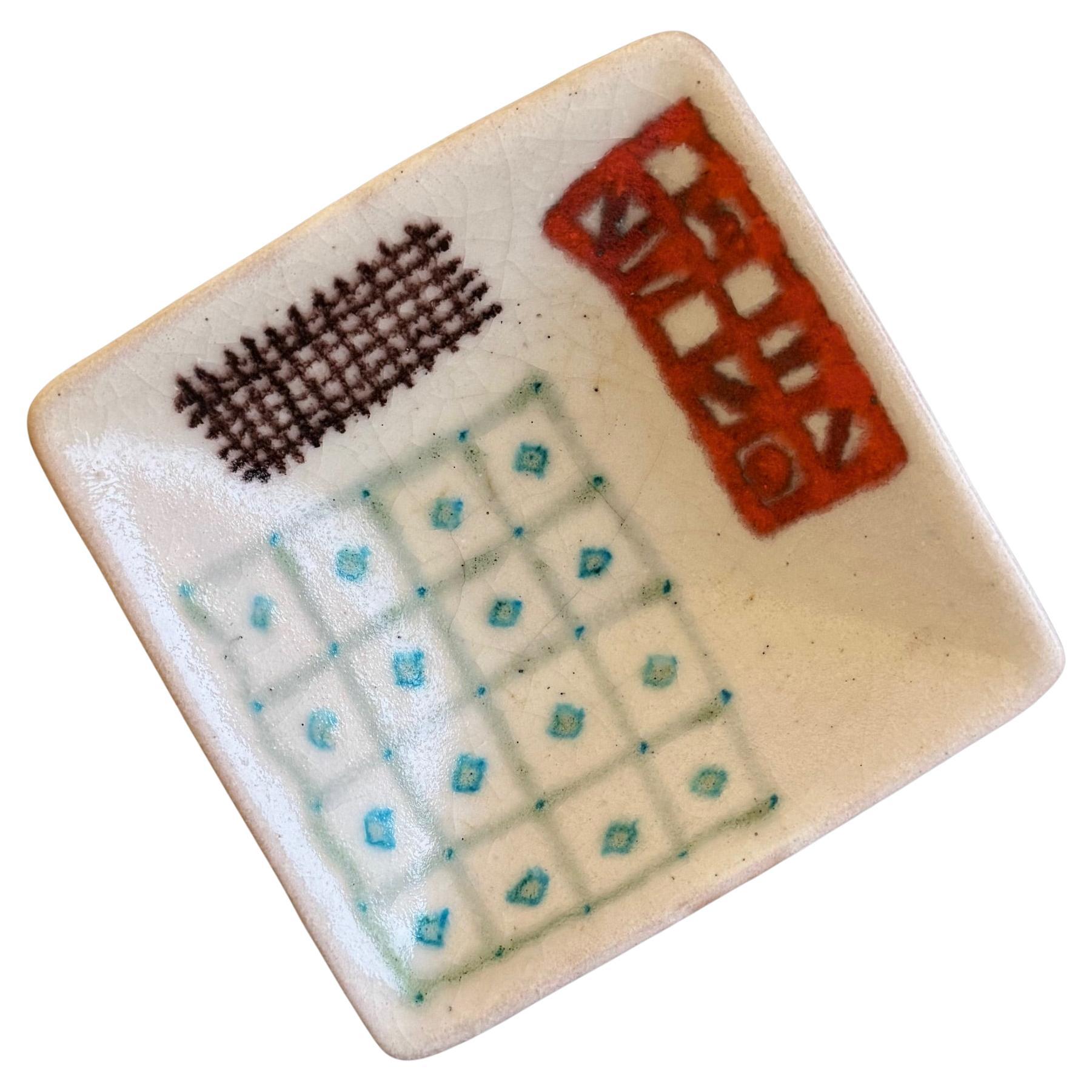 Tazza decorativa italiana di metà secolo in ceramica firmata da Gambone