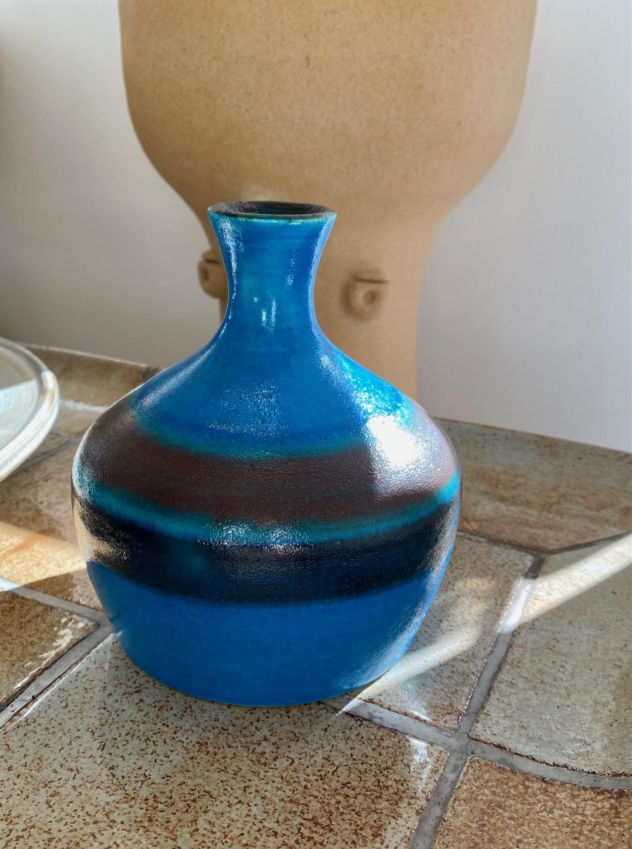 Mid-20th Century Italian Decorative Mid-Century Ceramic Vase Signed by Gambone For Sale
