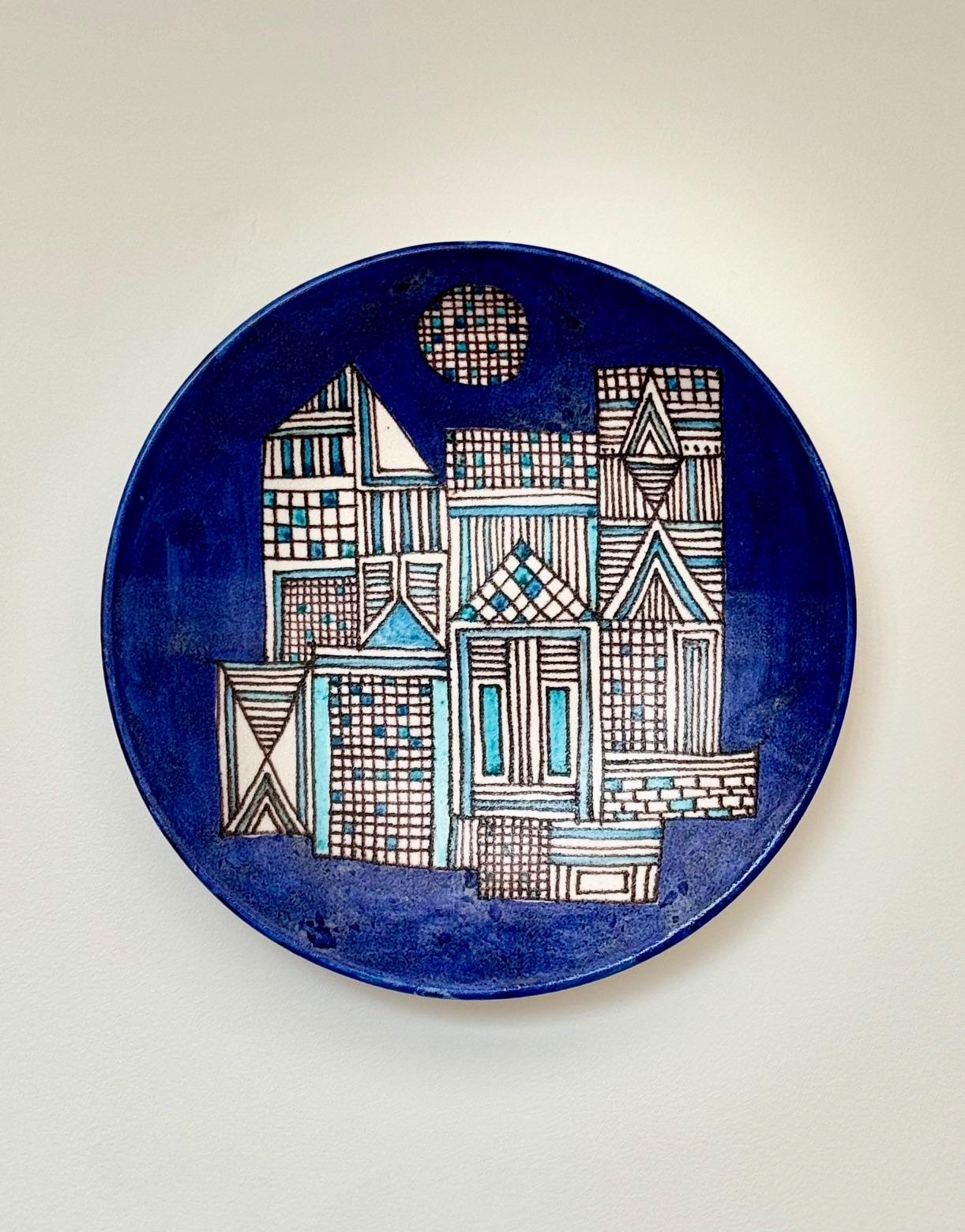 Céramique Plat décoratif italien du milieu du siècle signé par Guido Gambone en vente