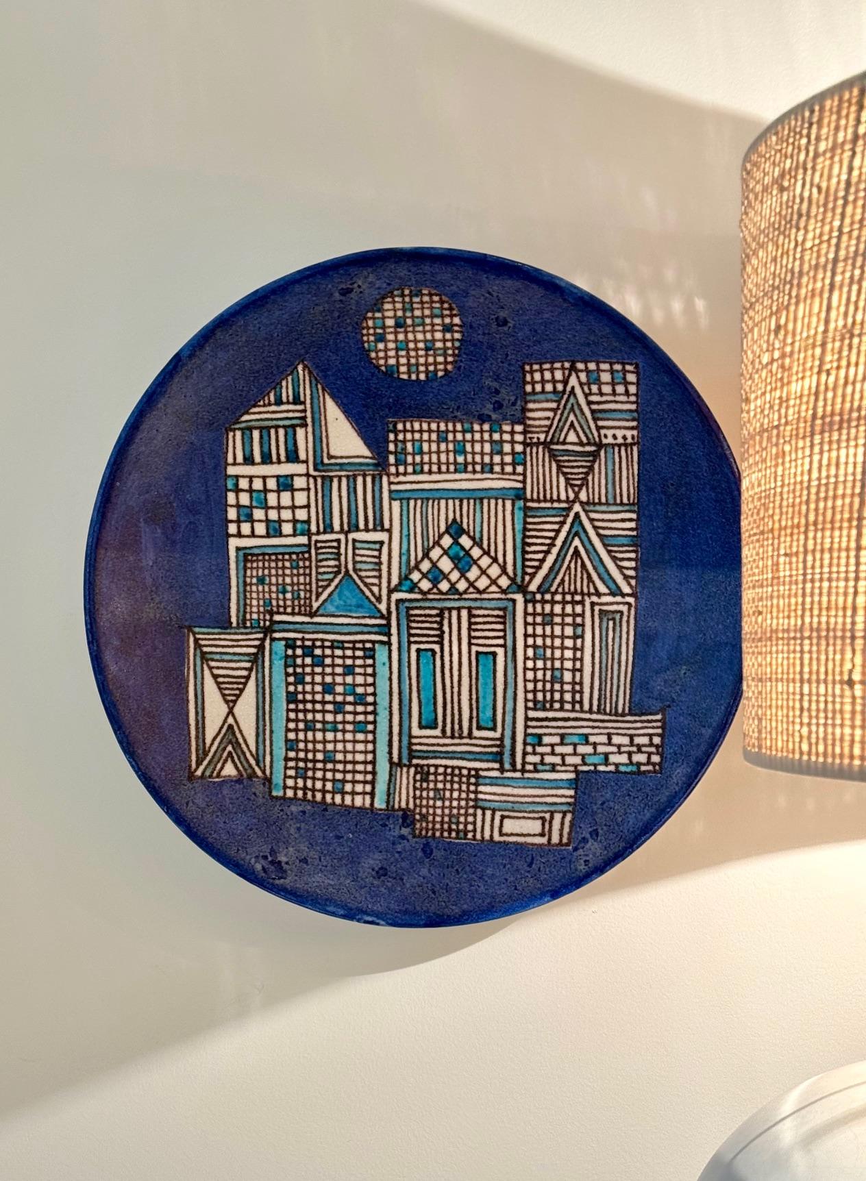 Plat décoratif italien du milieu du siècle signé par Guido Gambone en vente 1