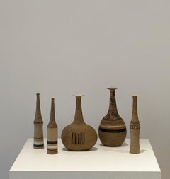 Italian Decorative Mid-Century Set of 5 small Ceramic Vases Signed by Gambone