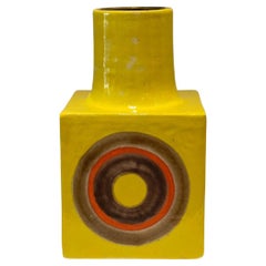 Italian Decorative Mid-Century Yellow Ceramic Vase Signed by Gambone