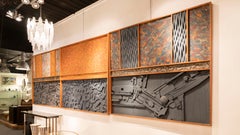 Italian decorative mixed technique triptych circa's 1980