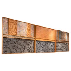 Italian decorative mixed technique triptych circa's 1980