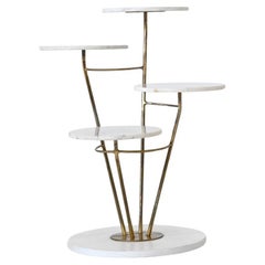 Italian decorative planter table in marble and brass Italy 1960