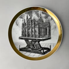 Italian decorative porcelain plate by Fornasetti, 1975