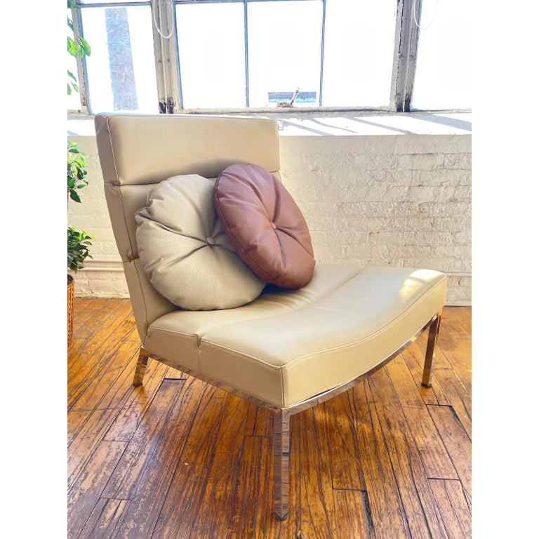 Italian Decorative Round Leather Pillow by Arflex, Round Beige Leather For Sale at 1stDibs