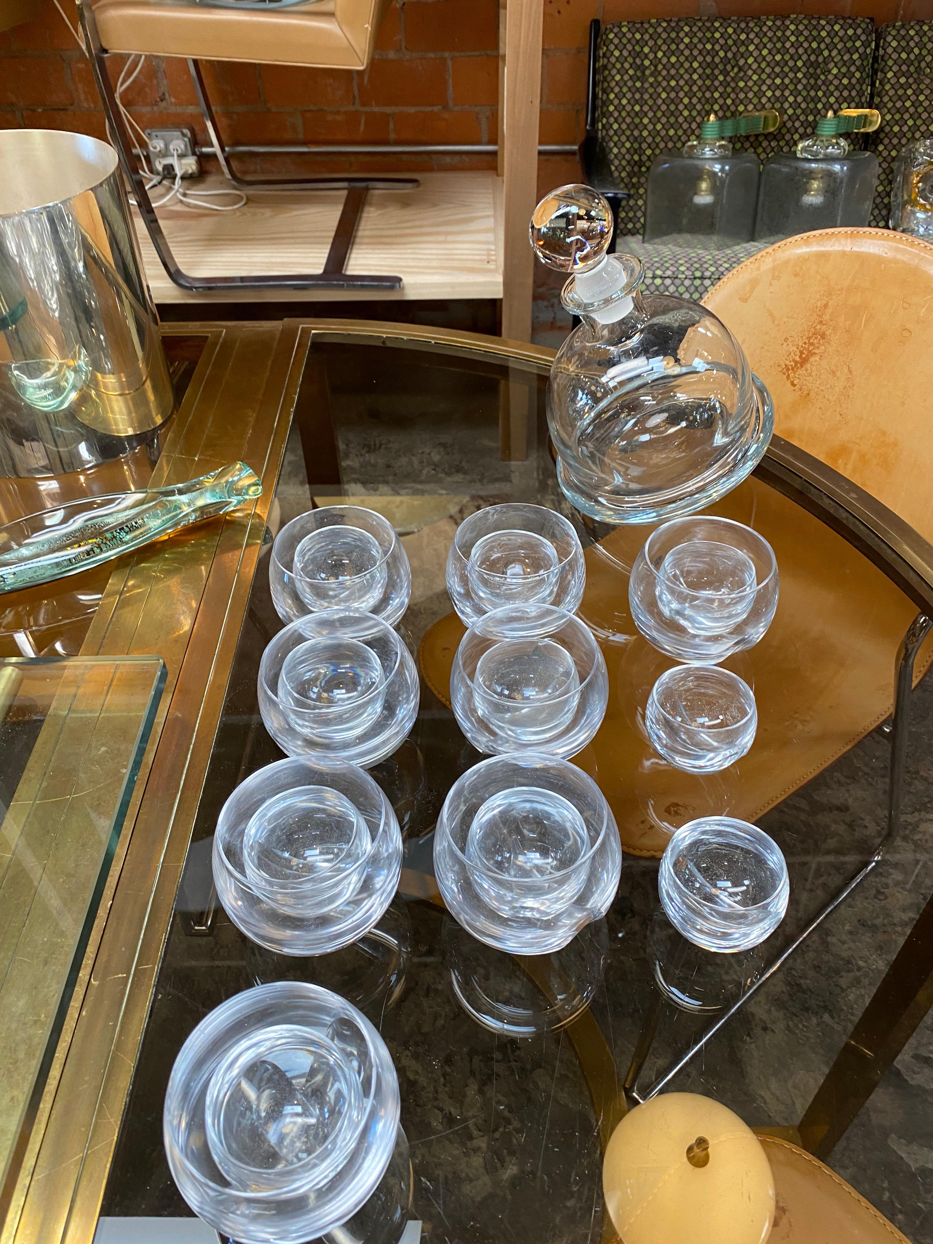 Mid-Century Modern Italian Decorative Set of Decanter and B/ S Glasses, 1940 For Sale