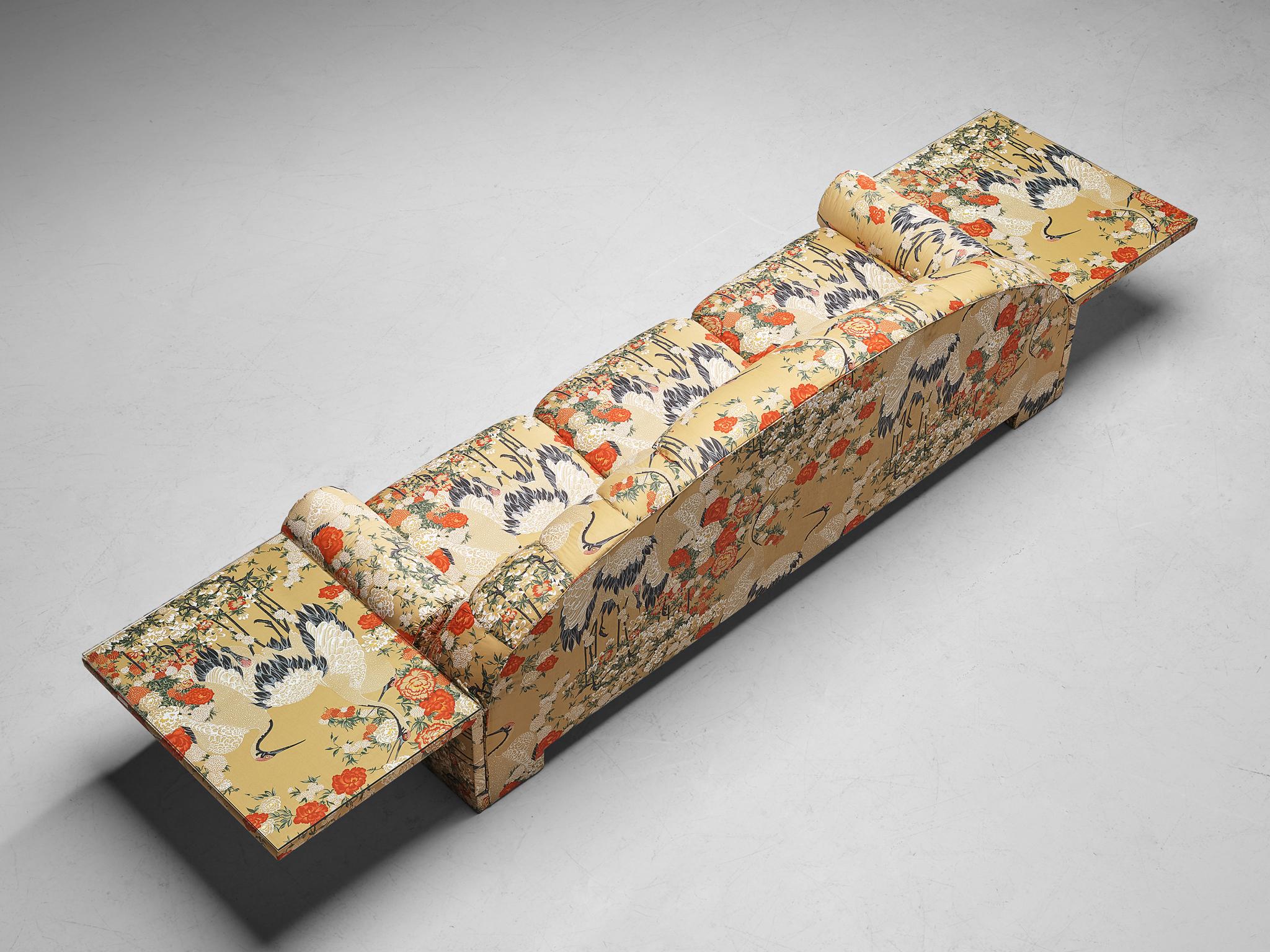 Late 20th Century Italian Decorative Sofa in Floral Upholstery