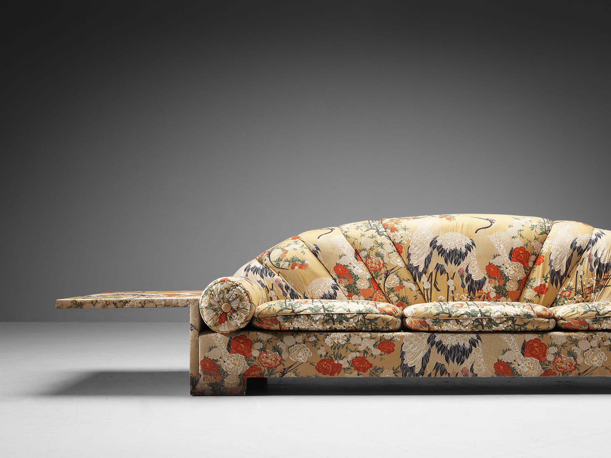Fabric Italian Decorative Sofa in Floral Upholstery