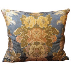Italian Decorative Throw Pillows with Floral Pattern Cotton Brocade Fabric
