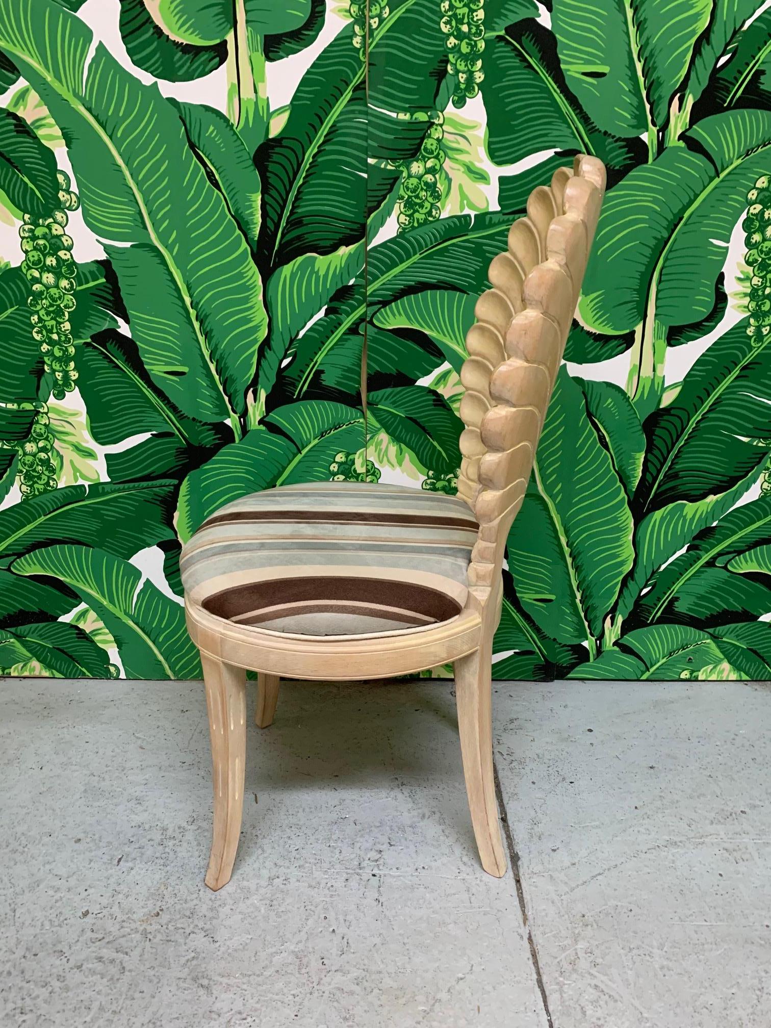 Italian Decorative Venetian Shell Back Dining Chairs, Set of 6 In Good Condition In Jacksonville, FL