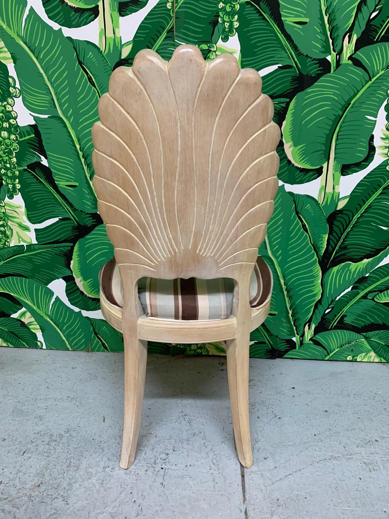Late 20th Century Italian Decorative Venetian Shell Back Dining Chairs, Set of 6