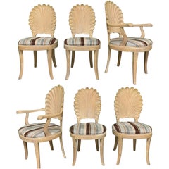 Italian Decorative Venetian Shell Back Dining Chairs, Set of 6