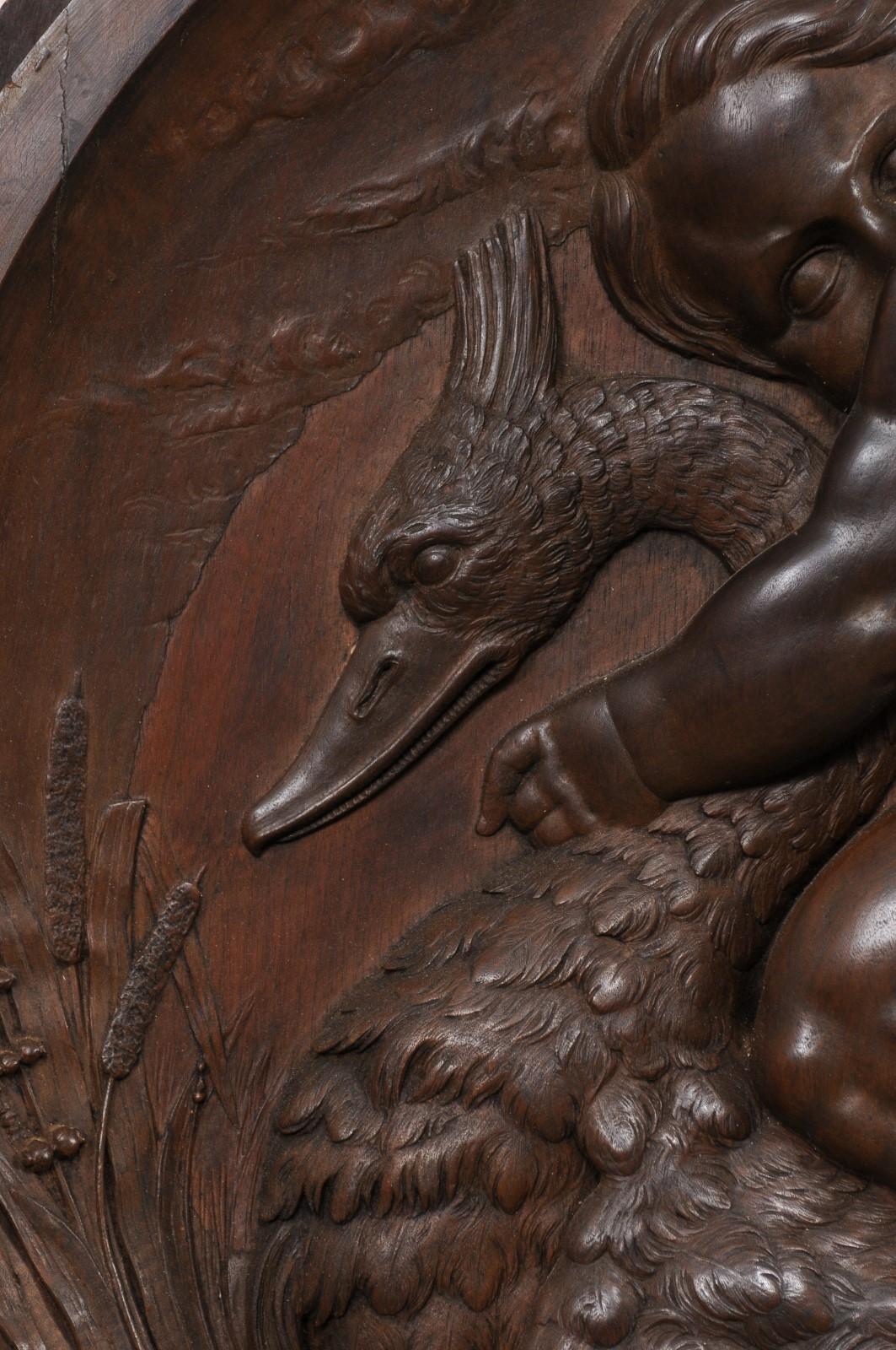 Italian Decorative Wall Plaque Carved with Putto & Water Fowl Early 19th Century For Sale 4