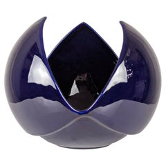 Italienischer tiefblauer Tafelaufsatz aus Keramik von Sele Arte, Nove 1970er Jahre