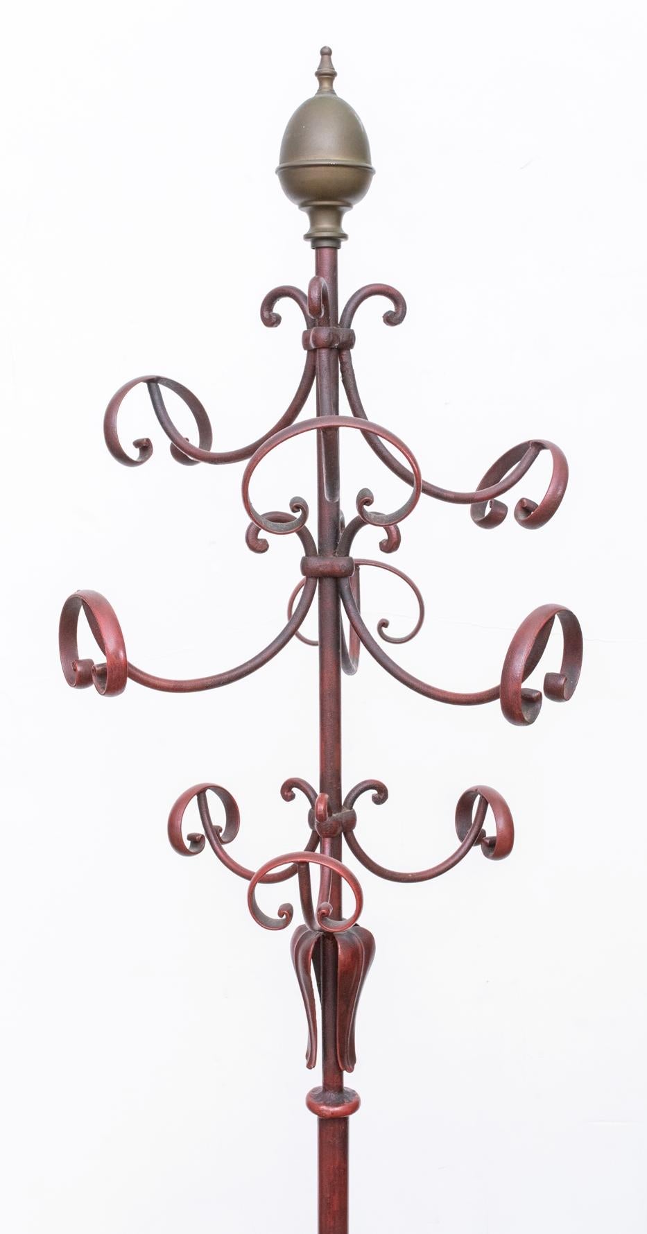 Italian Deep Red Metal Coat Rack, circa 1940s 2