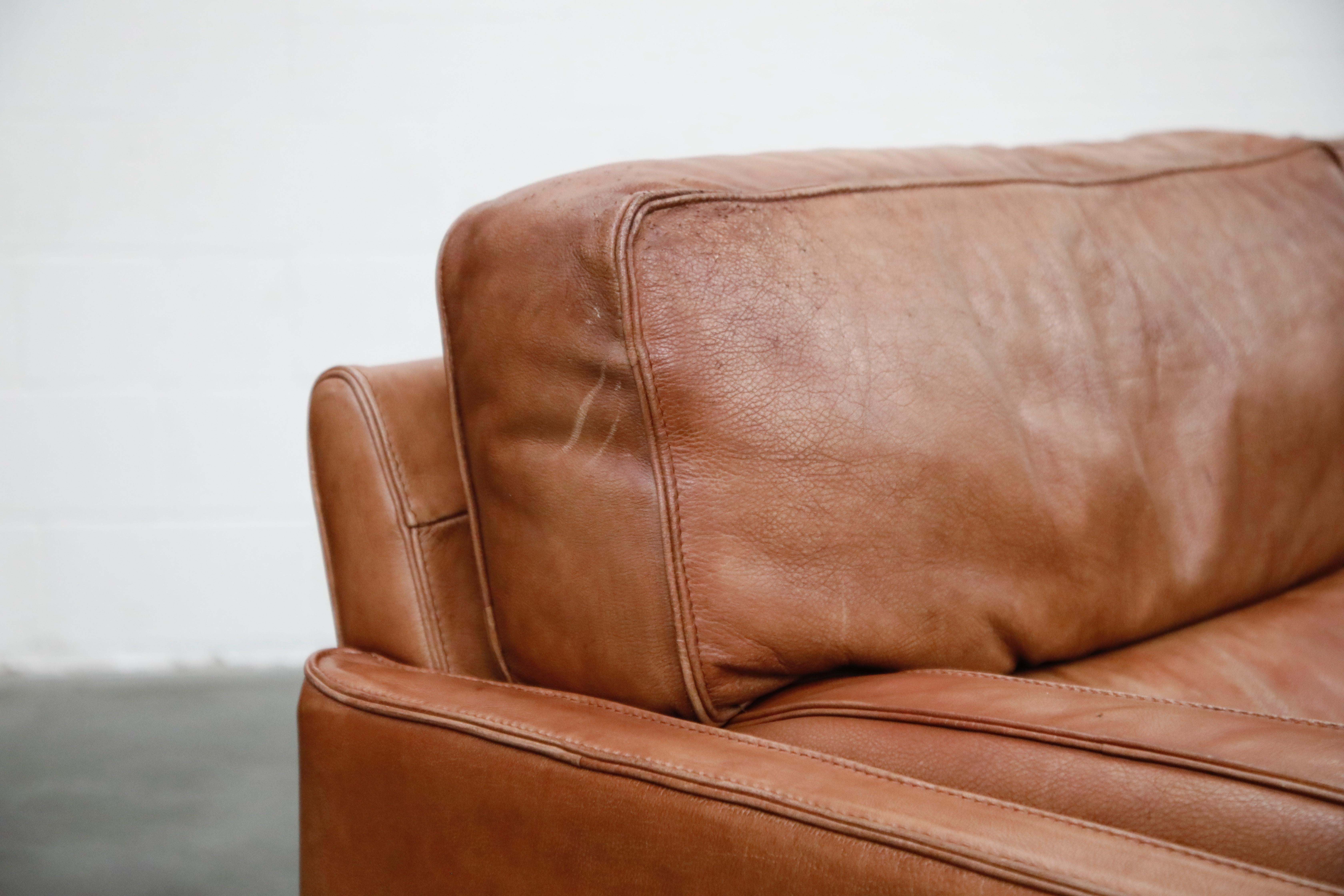 Italian Deep Seated Waterfowl Feather and Leather Sofa by Natuzzi, circa 1970s 4