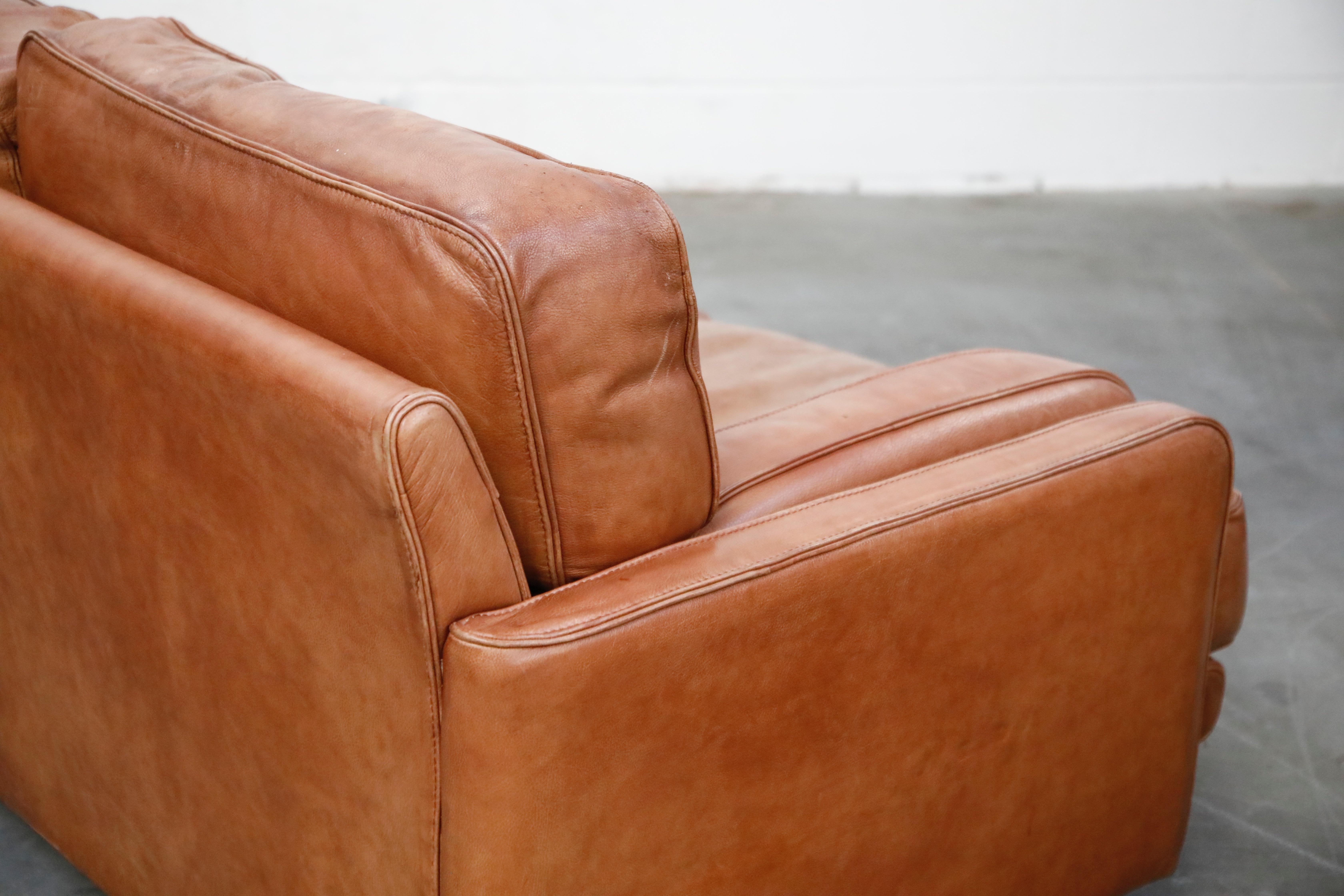 Italian Deep Seated Waterfowl Feather and Leather Sofa by Natuzzi, circa 1970s 10