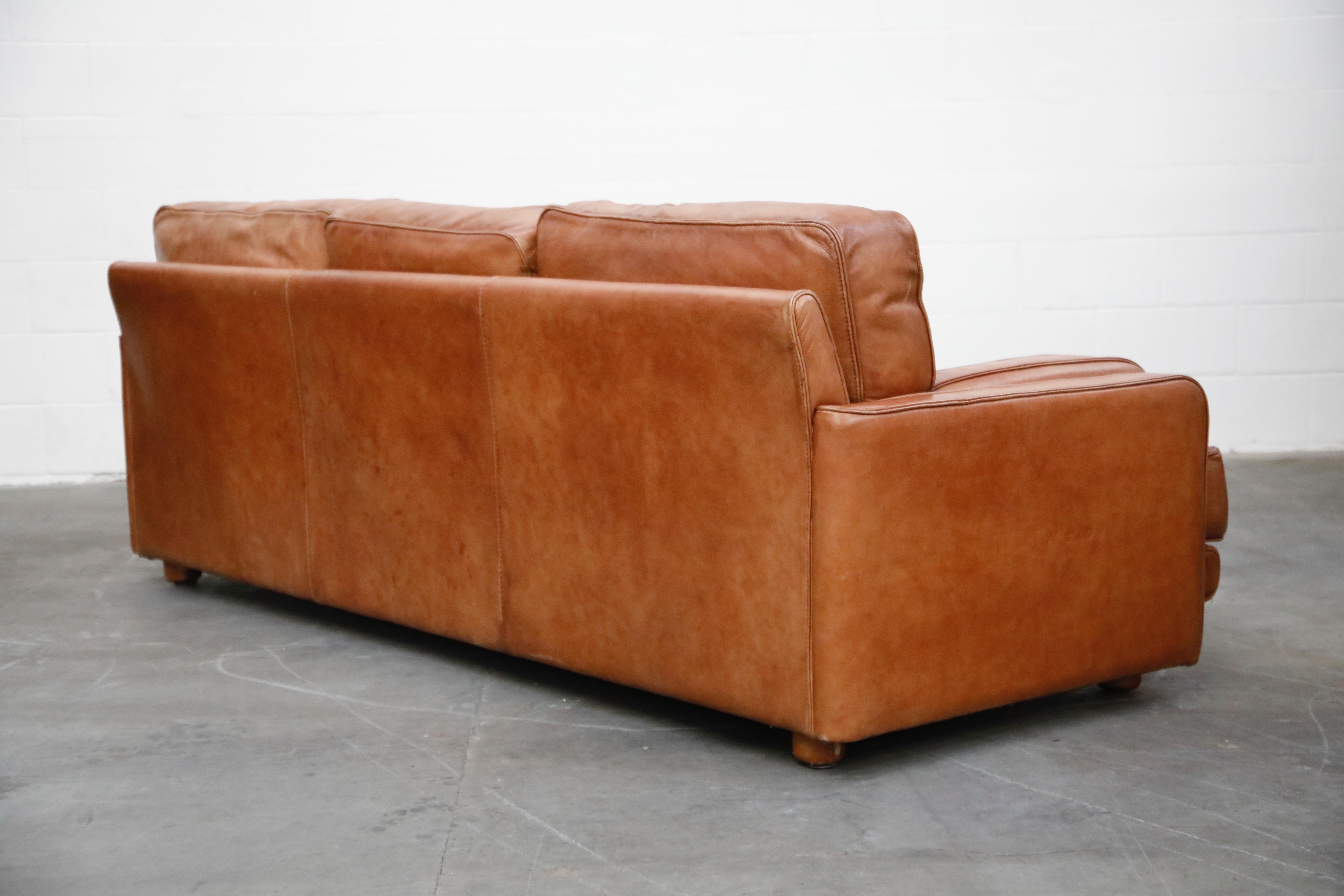Late 20th Century Italian Deep Seated Waterfowl Feather and Leather Sofa by Natuzzi, circa 1970s