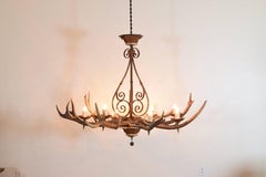 Italian Deer Antler, Eight-Light Chandelier, 20th Century, UL Wired