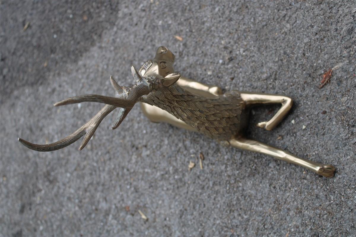 Italian Deer Sculpture in Solid Brass Design 1950 Gold Color In Good Condition For Sale In Palermo, Sicily