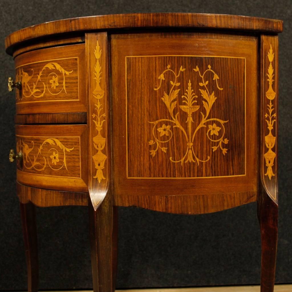 Mahogany Italian Demilune Dresser in Inlaid Wood in Louis XVI Style from 20th Century