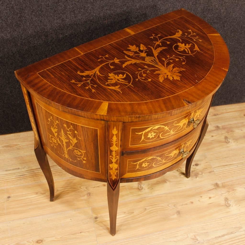Italian Demilune Dresser in Inlaid Wood in Louis XVI Style from 20th Century 2
