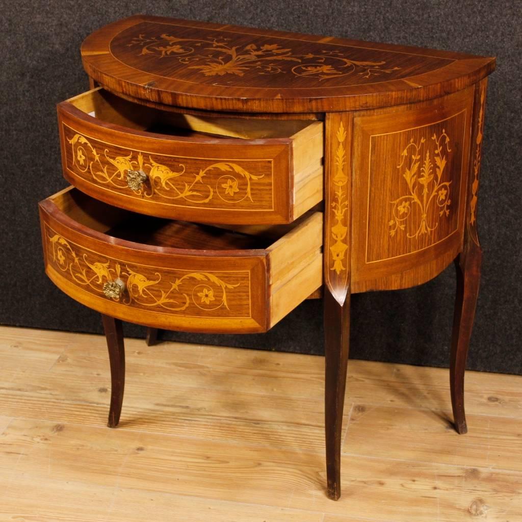 Italian Demilune Dresser in Inlaid Wood in Louis XVI Style from 20th Century 4