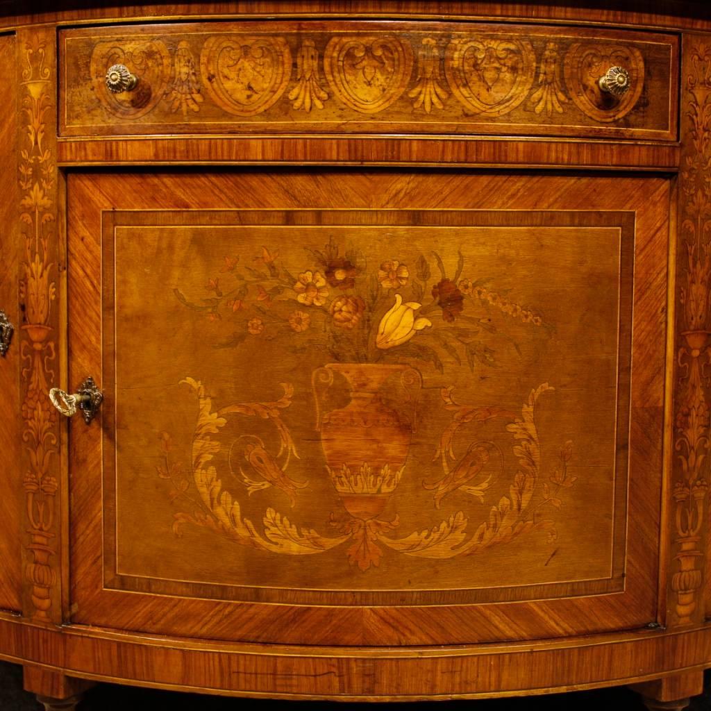 Italian Demilune Sideboard in Inlaid Wood in Louis XVI Style from 20th Century 6