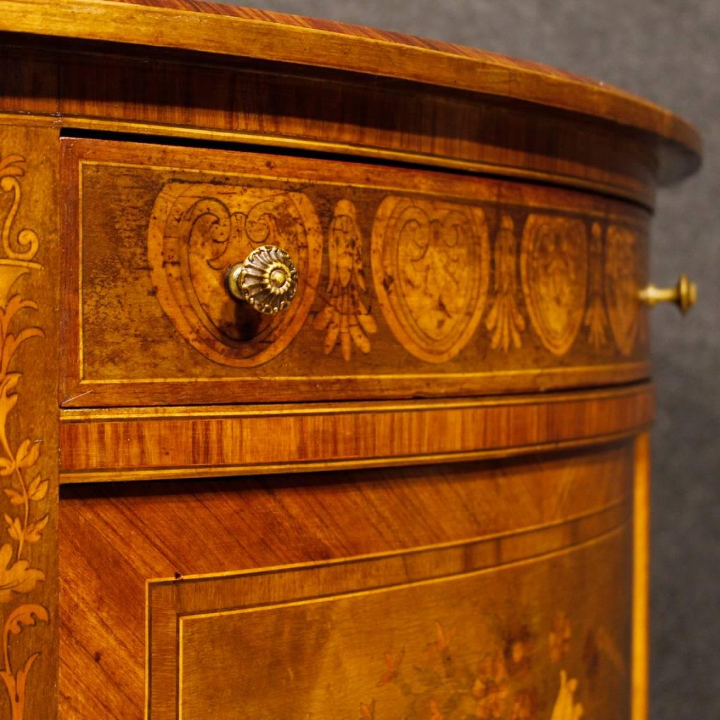 Italian Demilune Sideboard in Inlaid Wood in Louis XVI Style from 20th Century In Good Condition In Vicoforte, Piedmont