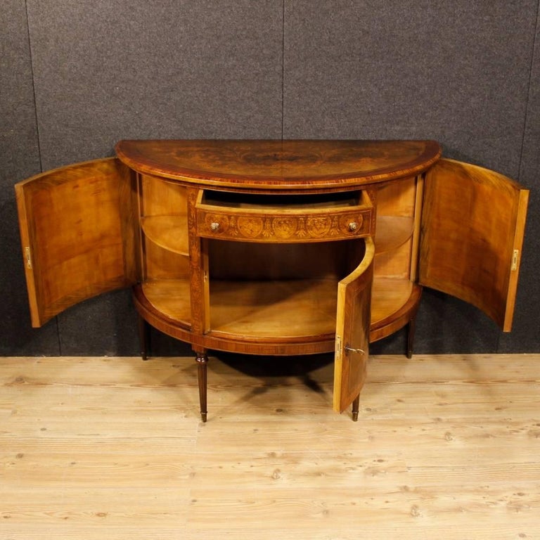 Italian Demilune Sideboard in Inlaid Wood in Louis XVI Style from 20th ...