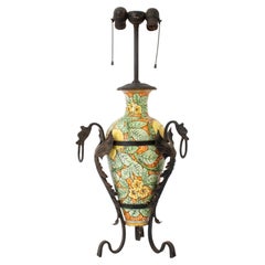 Italian Deruta Ceramic Vase Mounted as a Lamp
