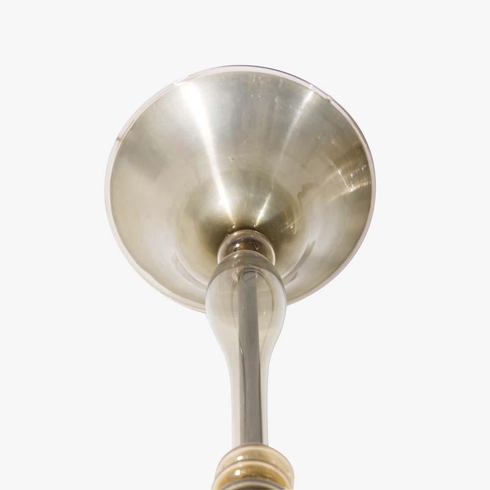 Italiano Lampadario veneziano di design italiano degli anni '40 in vetro soffiato color fumo in vendita