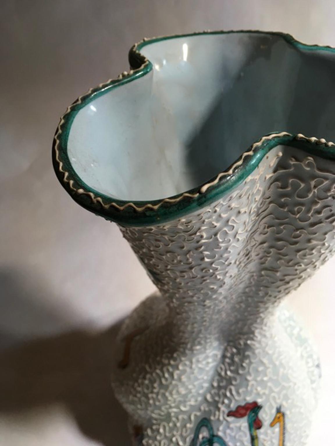 Italie 1960 Mid-Century Vase en céramique émaillée blanche en vente 5