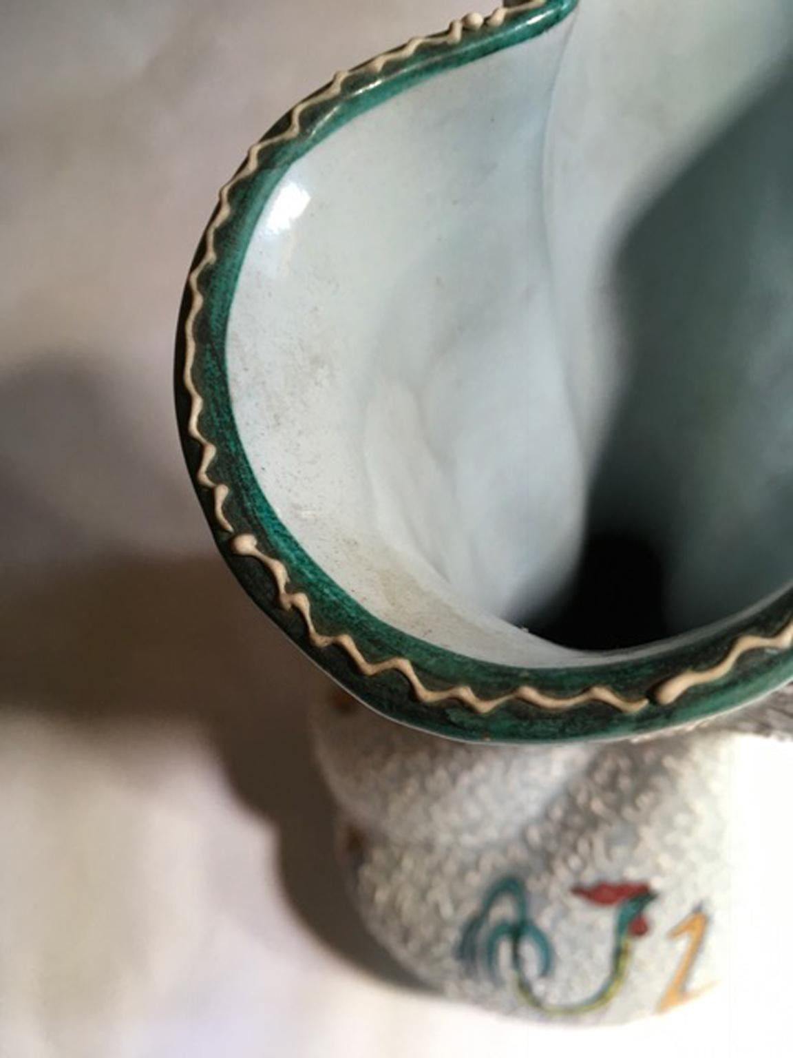 Italy 1960 Mid-Century White Enameled Ceramic Vase For Sale 8