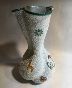 Italie 1960 Mid-Century Vase en céramique émaillée blanche