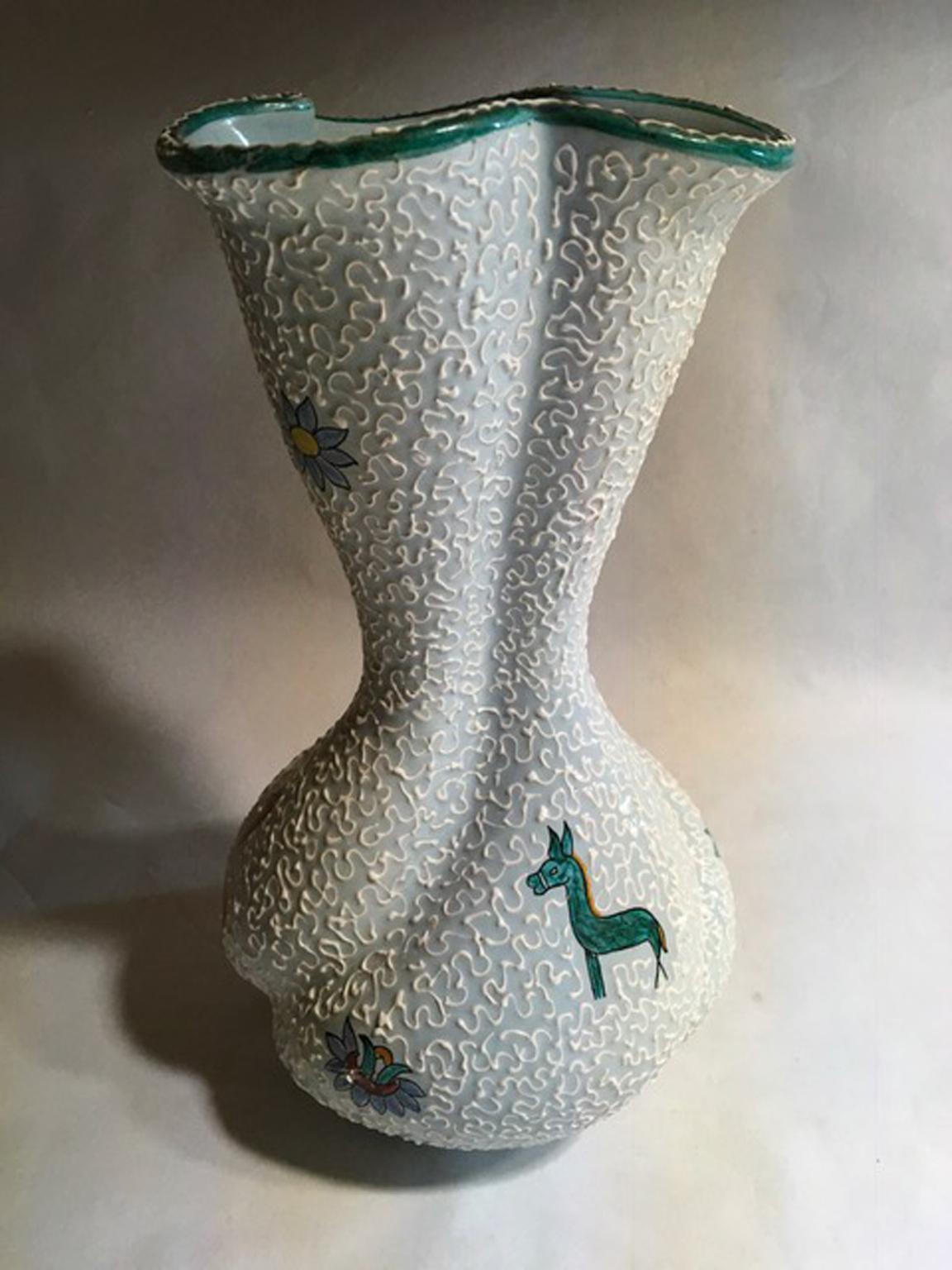 Italy 1960 Mid-Century White Enameled Ceramic Vase For Sale 13
